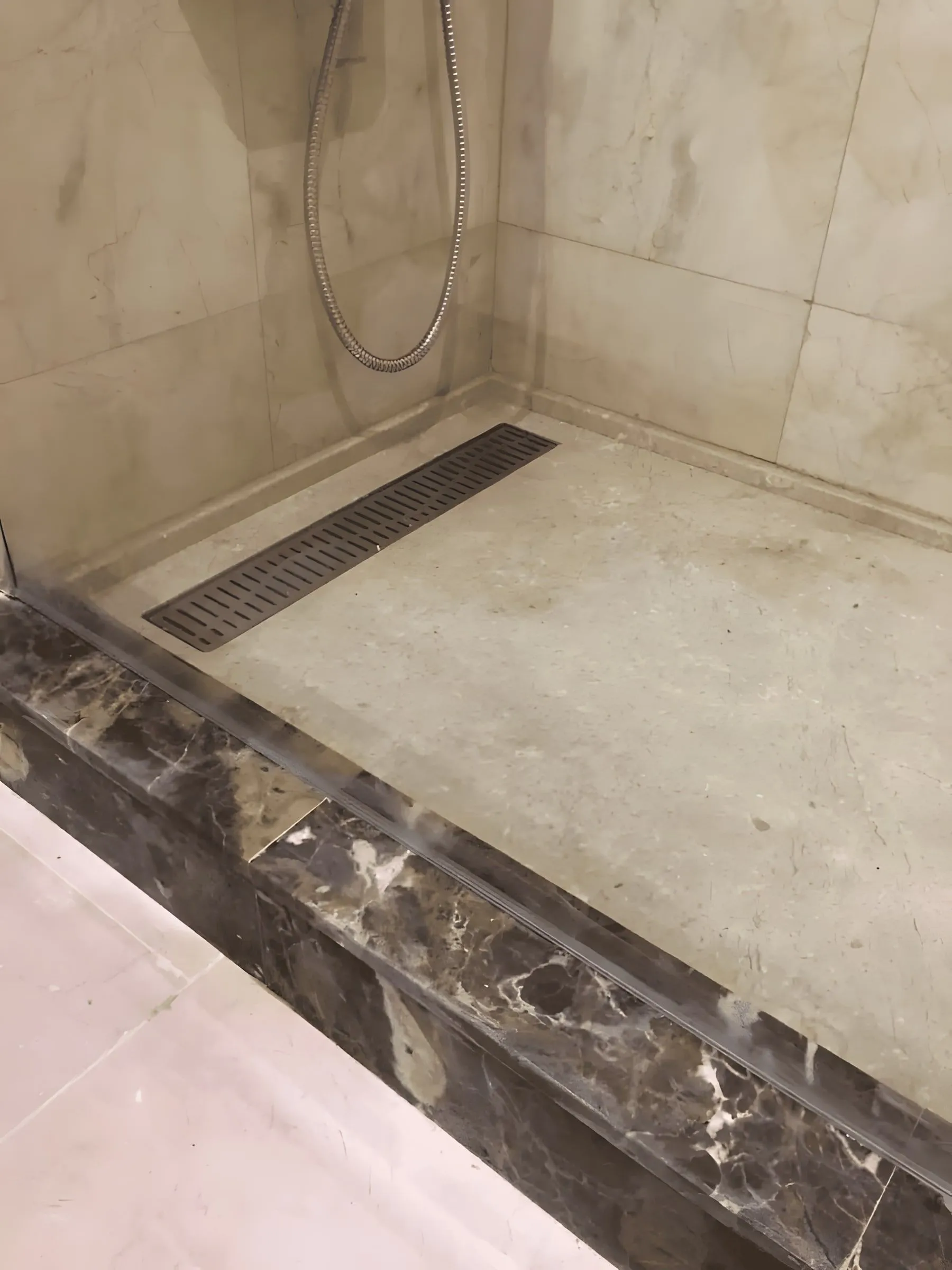Marble walk-in shower